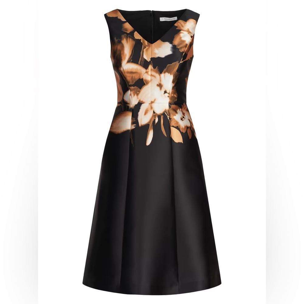 NWT Kay Unger Black Gold Reyna Sleeveless Cocktail Fit Flare Dress 4 6 Small - Picture 6 of 15